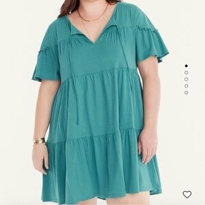 J. Crew Broken In Jersey Tiered Mini Dress in Teal Green Size 2X